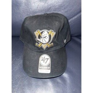 Anaheim Mighty Ducks '47 Brand NHL Clean Up Adjustable Strapback Black Hat Cap
